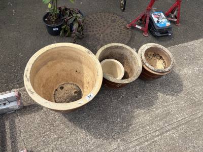 5 X GLAZED PLANTERS