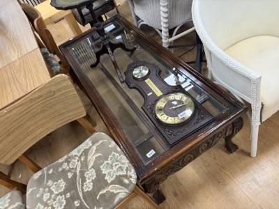 CARVED GLASS TOP COFFEE TABLE
