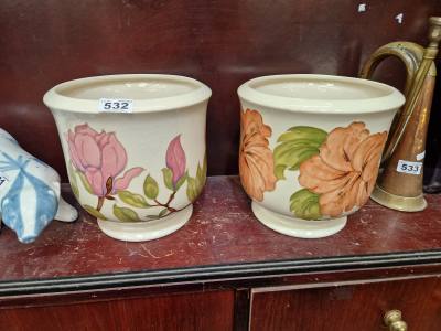 2 X MOORCROFT PLATERS (1 WITH HAIRLINE)