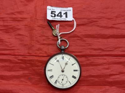 ANTIQUE SILVER POCKET WATCH + WINDER