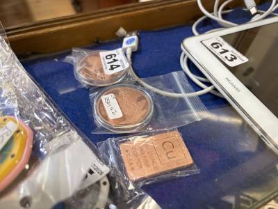 2 X 1 OZ COPPER COINS + INGOT