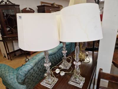 3 X GLASS TABLE LAMPS