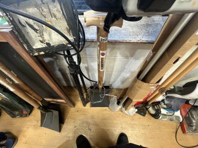 PAIR OF SQUARE MOUTH SHOVELS