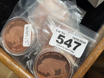 5 X 1 Oz 999 COPPER COINS