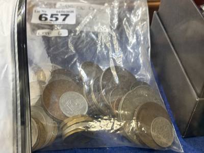 BAG OF COINS (INCLUDING SILVER 1893 CROWN)