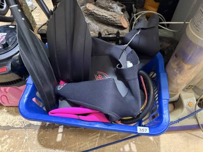 OARS, SWIMMING GEAR + TOW ROPE ETC.