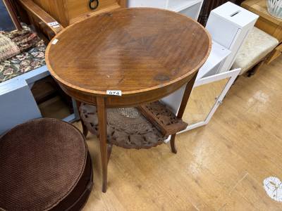 WINDOW TABLE + CARVED OCCASIONAL TABLE