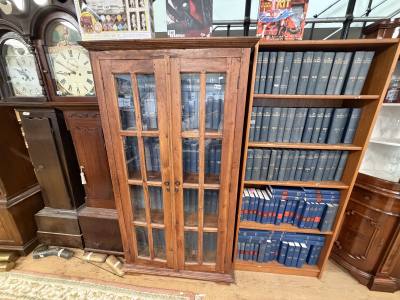 HARDWOOD GLASS FRAMED BOOKCASE