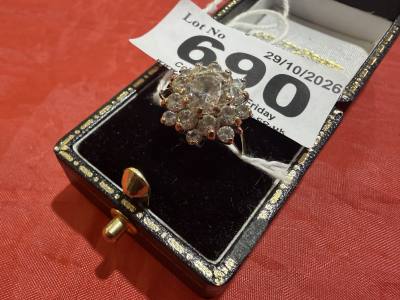 9CT CZ CLUSTER RING SIZE L (2.7 GRAMS)