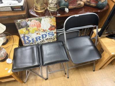 2 X FOLDING STOOLS + 3 X FOLDING CHAIRS