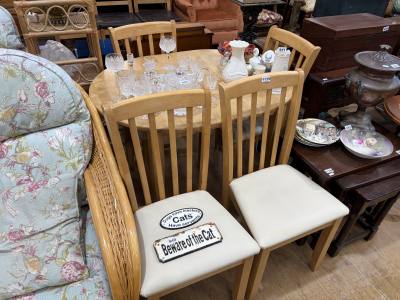BEECH TABLE + 4 X CHAIRS