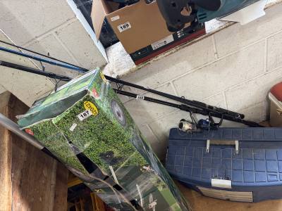 2 X FISHING RODS, REELS + BOX