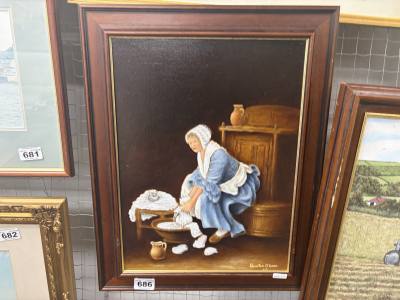 QUINTON O'HARA OIL ON CANVAS "WASH TIME" (40X30)