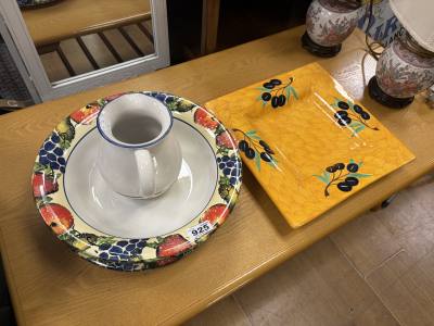 ITALIAN CERAMIC 3 PIECE SET + DISH
