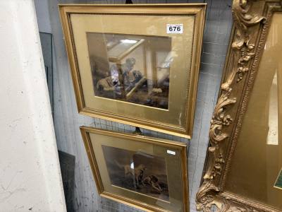 PAIR OF DOG CRYSTOLUMS 