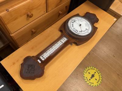 VINTAGE OAK BANJO BAROMETER