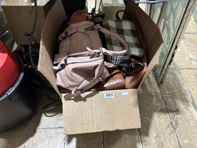BOX OF HANDBAGS