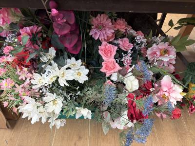 BOX OF ARTIFICIAL FLOWERS