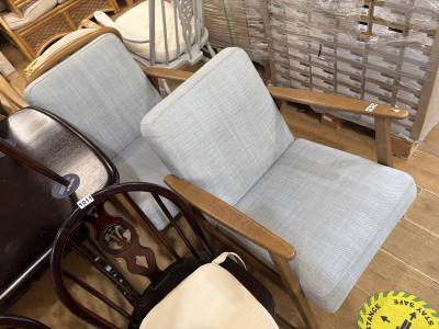 PAIR OF MID CENTURY ELBOW CHAIRS