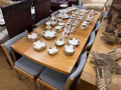 TEAK EXTENDING TABLE + 8 X CHAIRS