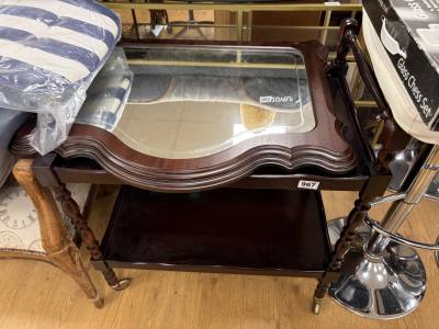 MAHOGANY TROLLEY + MIRROR