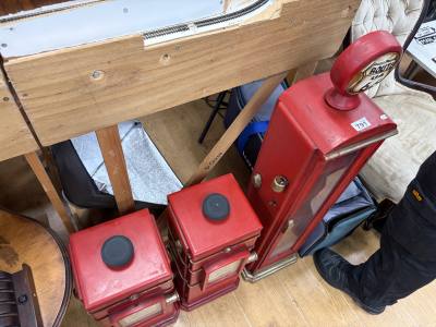 3 X RED RETRO GAS PUMP CABINETS