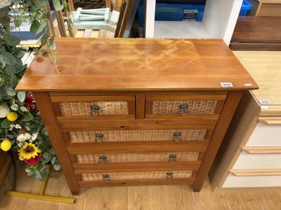 PINE + WICKER DRAWER CHEST