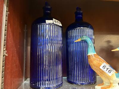 2 X BLUE MEDICINE BOTTLES