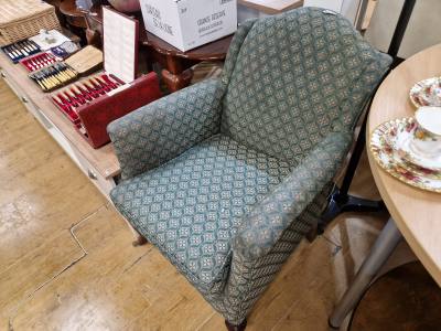 GREEN PATTERN 20TH CENTURY ARMCHAIR