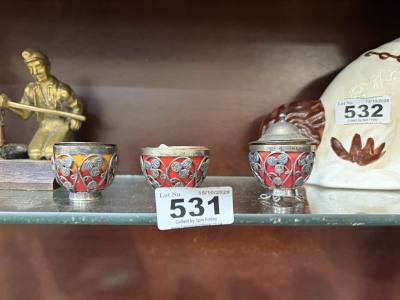 WHITE METAL CONDIMENT SET