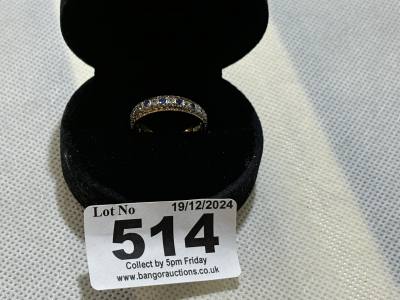 9CT GOLD TANZANITE BAND SIZE K