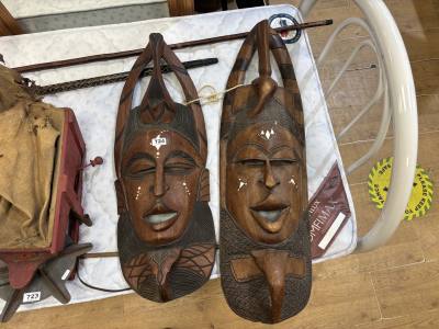 2 AFRICAN CARVED MASKS