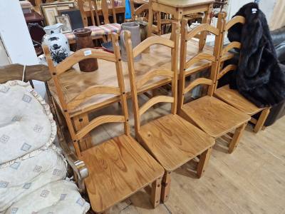 PINE TABLE + 6 CHAIRS