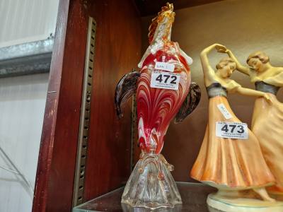 COLOURED GLASS COCKEREL