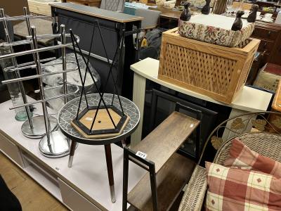 2 X SIDE TABLES + SHELF UNIT + BASKET