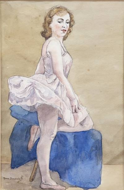 RENEE BICKERSTAFF WATERCOLOR "BALLET DANCER" (37X24)
