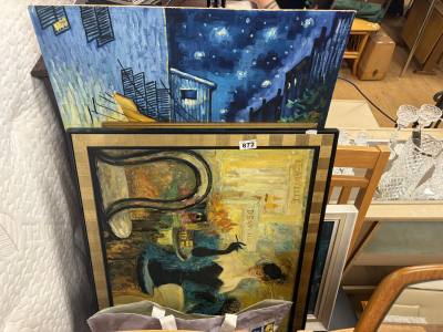 LOT OF PAINTINGS + BAG