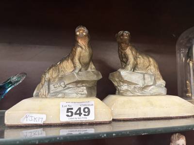2 X MARBLE BASE BOOKENDS