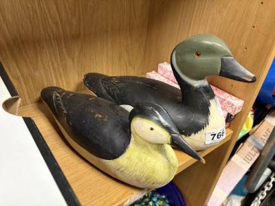 PAIR OF WOODEN DECOYS