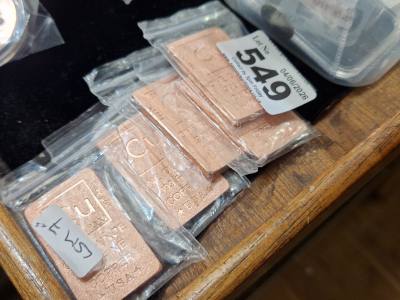 5 X 1 Oz 999 COPPER INGOTS 