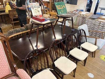 ERCOL TABLE + 6 X CHAIRS