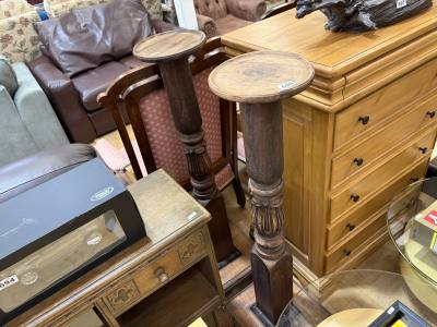 PAIR OF MAHOGANY VICTORIAN TORCHERES