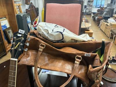 LEATHER BAG + BASKET + 2 X HOLDING BAGS