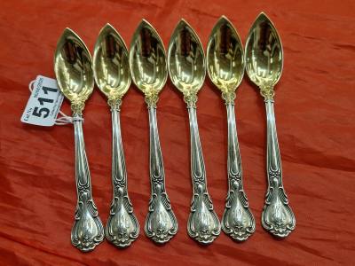 SET OF 6 GORHAM CHANTILLY SILVER SPOONS (151 GRAMS)