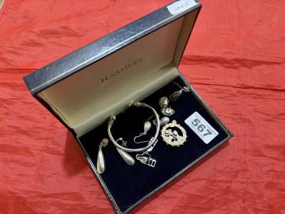 BOX OF SILVER EARRINGS ETC