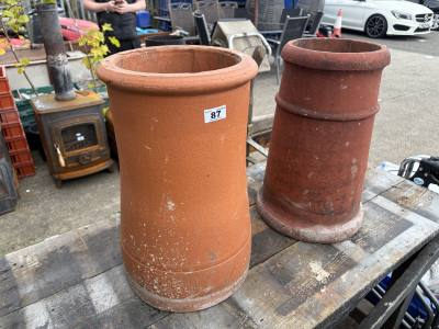 2 X TERRACOTTA CHIMNEY COWLS 