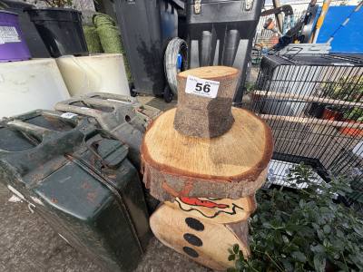 WOODEN CARVED SNOWMAN
