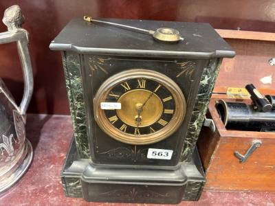 VICTORIAN SLATE CLOCK ( + PENDULUM)