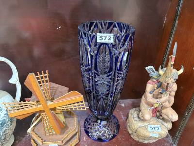 LARGE BOHEMIA COBALT BLUE VASE