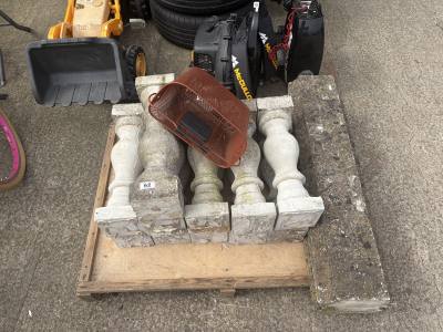 2 X CAST CONCRETE ARCHITECTURAL BALUSTERS + LEDGE
